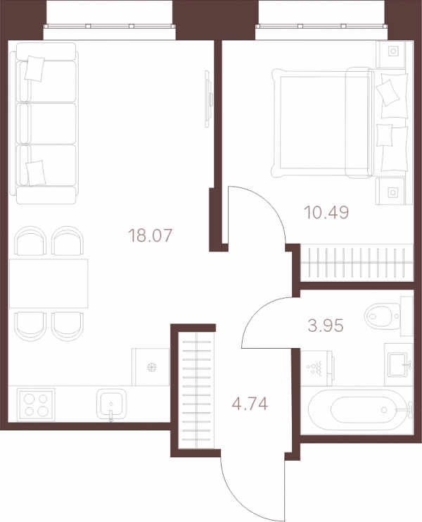 План 1-комнатная квартира № 57 print