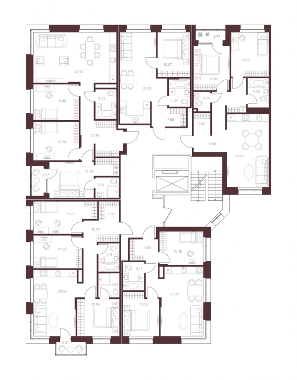 3-комнатная №22, 78.76 м² изображение этажа принт
