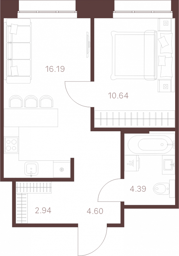План 1-комнатная квартира № 127 print